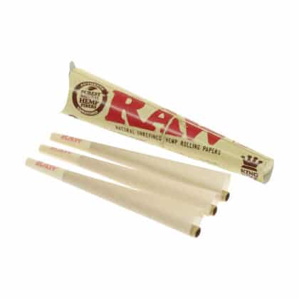 Raw Voorgerolde organische hennep King Size Cones